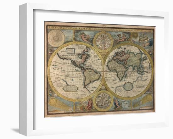 A New and Accurat Map of the World, 1651-John Speed-Framed Giclee Print