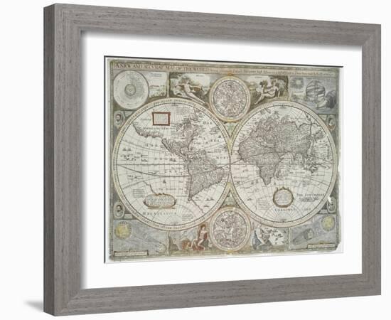 A new and accurate map of the world, 1676-John Speed-Framed Giclee Print