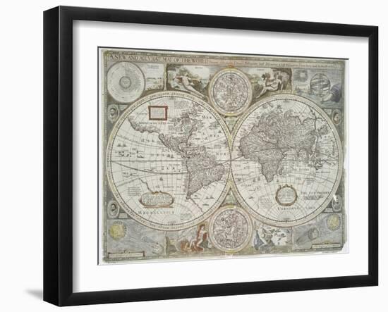 A new and accurate map of the world, 1676-John Speed-Framed Giclee Print