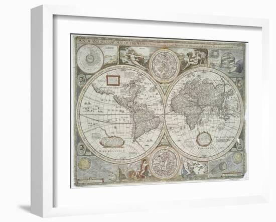 A new and accurate map of the world, 1676-John Speed-Framed Giclee Print