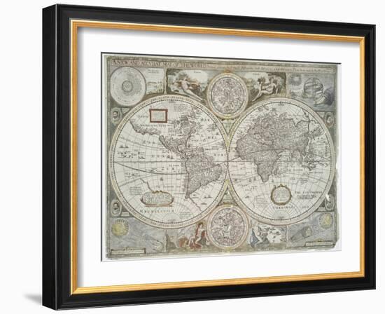 A new and accurate map of the world, 1676-John Speed-Framed Giclee Print