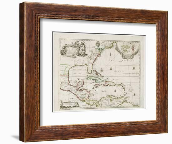 A New Map of the English Plantations in America, 1673 (Coloured Engraving)-Robert Morden-Framed Premium Giclee Print
