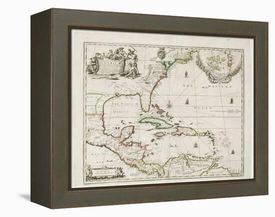 A New Map of the English Plantations in America, 1673 (Coloured Engraving)-Robert Morden-Framed Premier Image Canvas