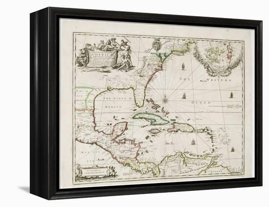 A New Map of the English Plantations in America, 1673 (Coloured Engraving)-Robert Morden-Framed Premier Image Canvas