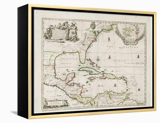 A New Map of the English Plantations in America, 1673 (Coloured Engraving)-Robert Morden-Framed Premier Image Canvas