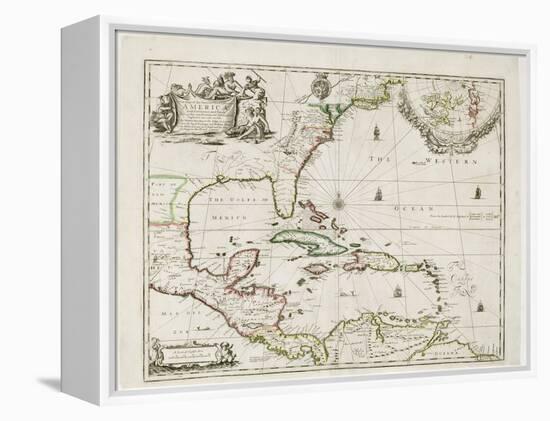 A New Map of the English Plantations in America, 1673 (Coloured Engraving)-Robert Morden-Framed Premier Image Canvas