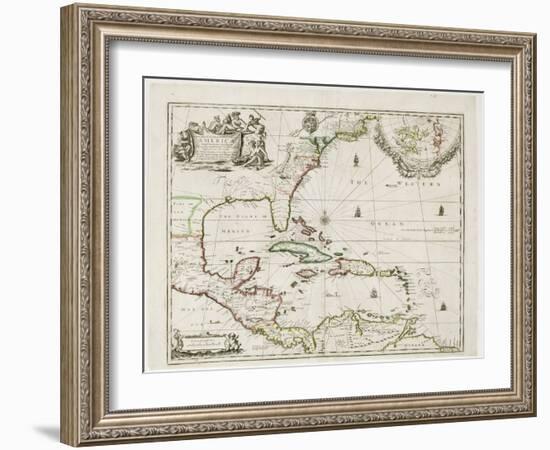 A New Map of the English Plantations in America, 1673 (Coloured Engraving)-Robert Morden-Framed Giclee Print