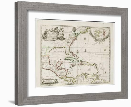 A New Map of the English Plantations in America, 1673 (Coloured Engraving)-Robert Morden-Framed Giclee Print