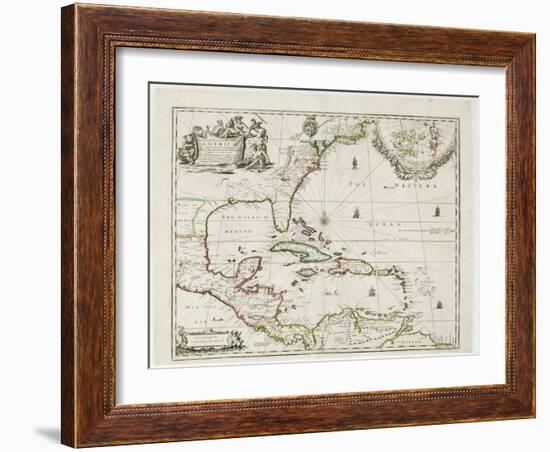 A New Map of the English Plantations in America, 1673 (Coloured Engraving)-Robert Morden-Framed Giclee Print