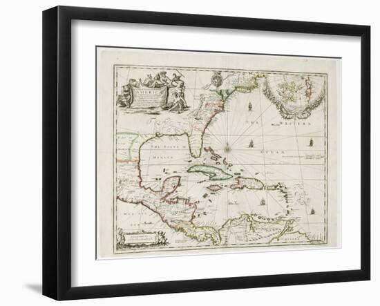 A New Map of the English Plantations in America, 1673 (Coloured Engraving)-Robert Morden-Framed Giclee Print