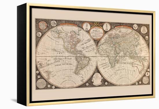 A New Map of the World : with All the New Discoveries by Capt. Cook and Other Navigators-Thomas Kitchin-Framed Stretched Canvas