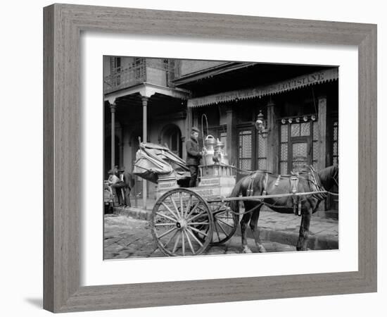 A New Orleans Milk Cart, New Orleans, La.-null-Framed Photo