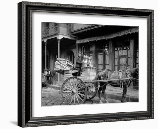 A New Orleans Milk Cart, New Orleans, La.-null-Framed Photo