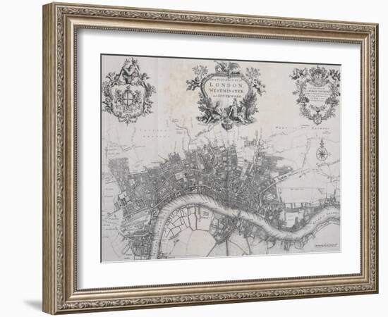 A New Plan of the City of London, Westminster and Southwark-John Stow-Framed Giclee Print