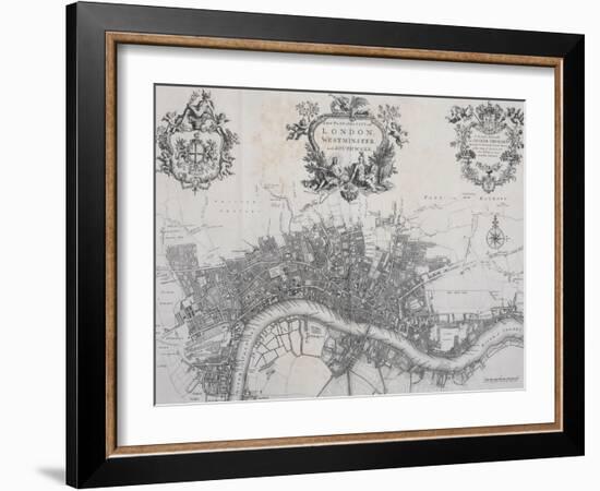 A New Plan of the City of London, Westminster and Southwark-John Stow-Framed Giclee Print