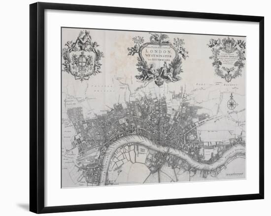 A New Plan of the City of London, Westminster and Southwark-John Stow-Framed Giclee Print