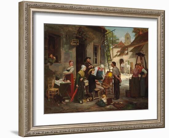 A New Sign for the Old Inn, 1870 (Oil on Canvas)-Henry Bacon-Framed Giclee Print