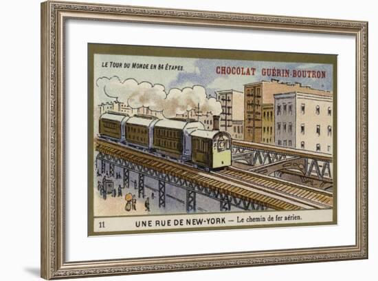 A New York Street - Elevated Railway-null-Framed Giclee Print