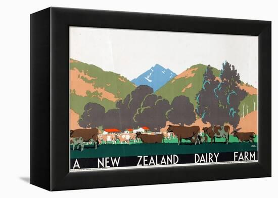 A New Zealand Dairy Farm, from the Series 'Buy New Zealand Produce'-Frank Newbould-Framed Premier Image Canvas