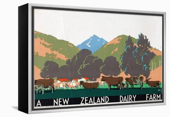 A New Zealand Dairy Farm, from the Series 'Buy New Zealand Produce'-Frank Newbould-Framed Premier Image Canvas