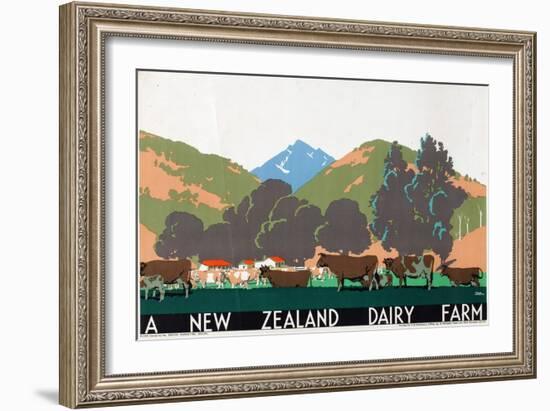 A New Zealand Dairy Farm, from the Series 'Buy New Zealand Produce'-Frank Newbould-Framed Giclee Print