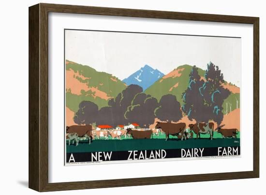 A New Zealand Dairy Farm, from the Series 'Buy New Zealand Produce'-Frank Newbould-Framed Giclee Print