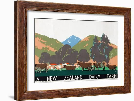 A New Zealand Dairy Farm, from the Series 'Buy New Zealand Produce'-Frank Newbould-Framed Giclee Print