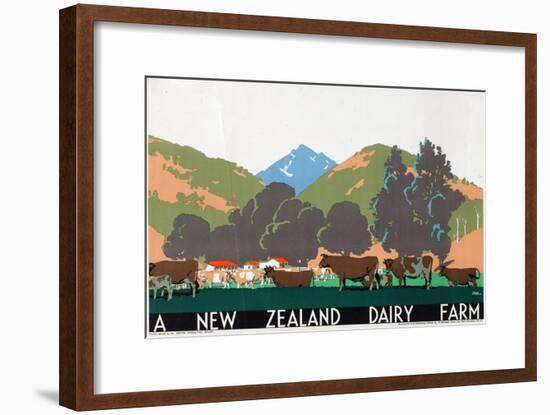 A New Zealand Dairy Farm, from the Series 'Buy New Zealand Produce'-Frank Newbould-Framed Giclee Print