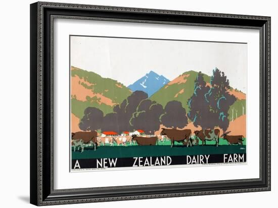 A New Zealand Dairy Farm, from the Series 'Buy New Zealand Produce'-Frank Newbould-Framed Giclee Print