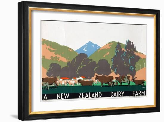 A New Zealand Dairy Farm, from the Series 'Buy New Zealand Produce'-Frank Newbould-Framed Giclee Print