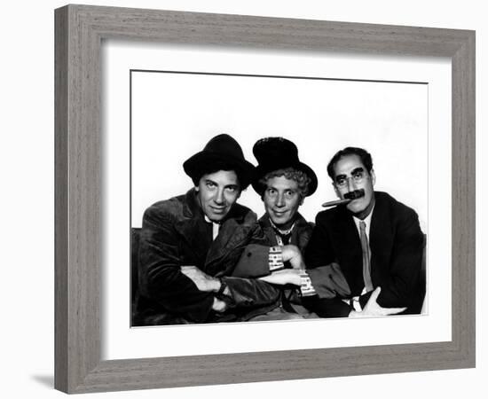 A Night at the Opera, Chico Marx, Harpo Marx, Groucho Marx, 1935-null-Framed Photo