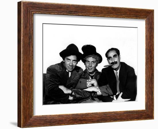 A Night at the Opera, Chico Marx, Harpo Marx, Groucho Marx, 1935-null-Framed Photo