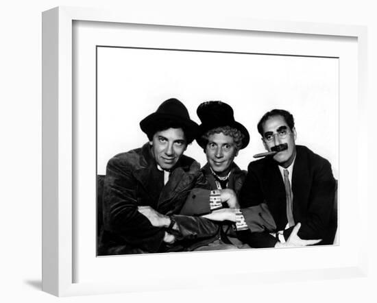 A Night at the Opera, Chico Marx, Harpo Marx, Groucho Marx, 1935-null-Framed Photo