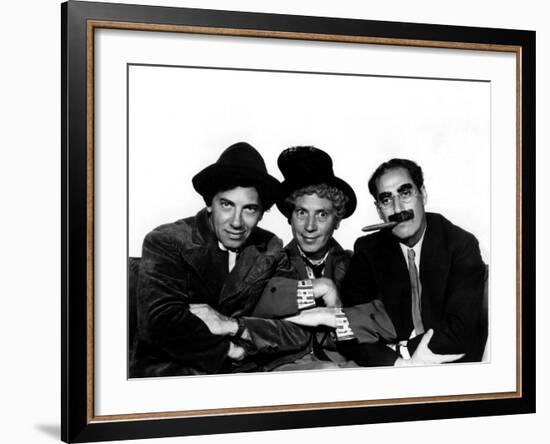 A Night at the Opera, Chico Marx, Harpo Marx, Groucho Marx, 1935-null-Framed Photo