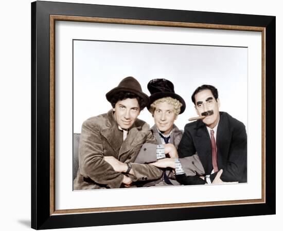 A Night at the Opera, Chico Marx, Harpo Marx, Groucho Marx, 1935-null-Framed Photo