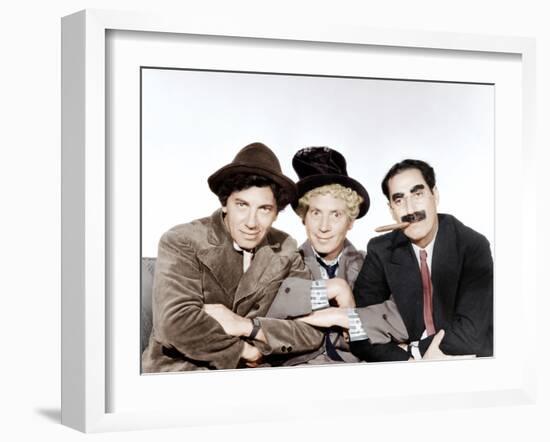 A Night at the Opera, Chico Marx, Harpo Marx, Groucho Marx, 1935-null-Framed Photo