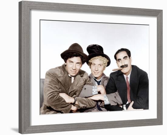 A Night at the Opera, Chico Marx, Harpo Marx, Groucho Marx, 1935-null-Framed Photo