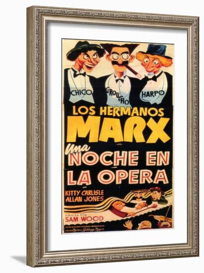 A Night At The Opera, Spanish Movie Poster, 1935-null-Framed Art Print