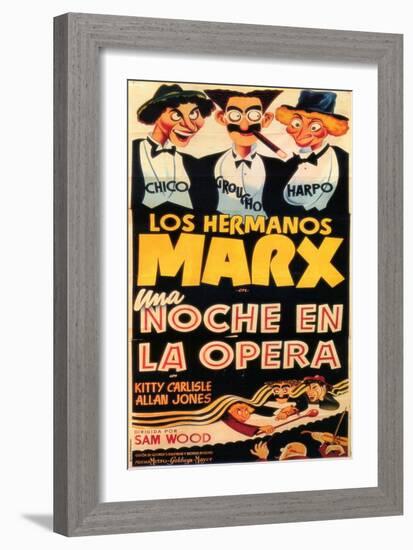 A Night At The Opera, Spanish Movie Poster, 1935-null-Framed Art Print
