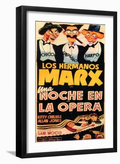 A Night At The Opera, Spanish Movie Poster, 1935-null-Framed Art Print