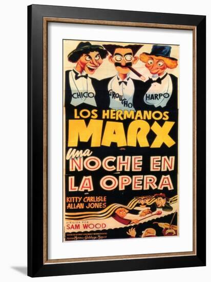 A Night At The Opera, Spanish Movie Poster, 1935-null-Framed Art Print