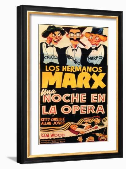 A Night At The Opera, Spanish Movie Poster, 1935-null-Framed Art Print