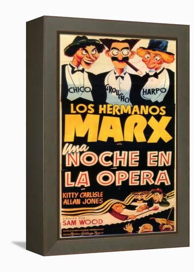 A Night At The Opera, Spanish Movie Poster, 1935-null-Framed Stretched Canvas