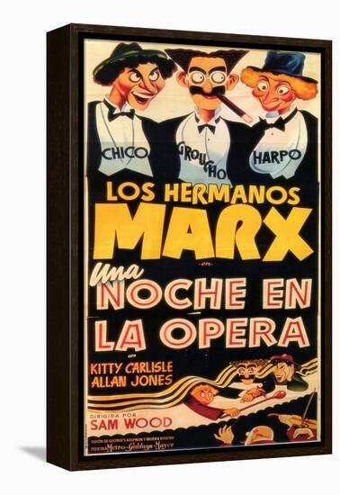 A Night At The Opera, Spanish Movie Poster, 1935-null-Framed Stretched Canvas