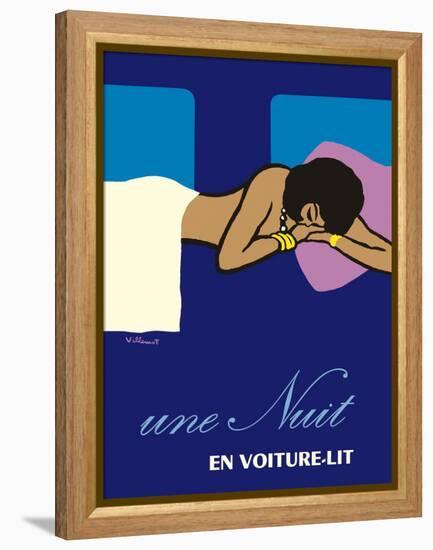 A Night in a Sleeper Car Train - Vintage French National Railways Travel Poster, 1973-Bernard Villemot-Framed Stretched Canvas