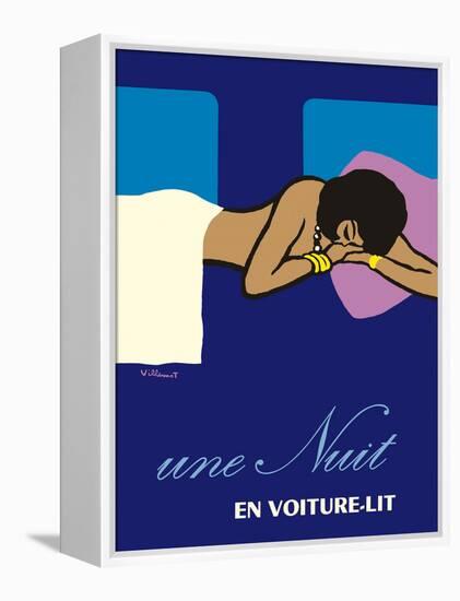 A Night in a Sleeper Car Train - Vintage French National Railways Travel Poster, 1973-Bernard Villemot-Framed Stretched Canvas