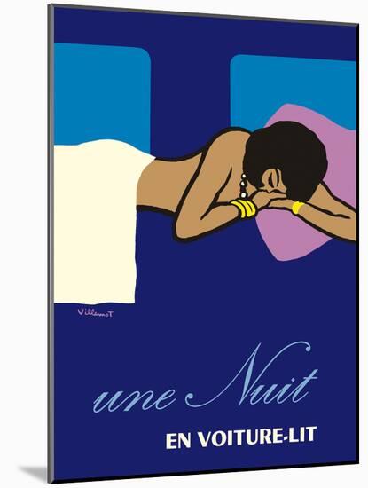 A Night in a Sleeper Car Train - Vintage French National Railways Travel Poster, 1973-Bernard Villemot-Mounted Art Print