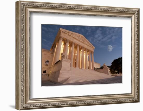 A Night Shot of the Front of the US Supreme Court in Washington, Dc.-Gary Blakeley-Framed Photographic Print