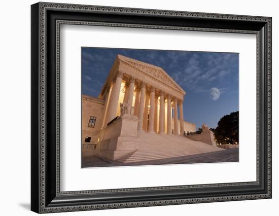 A Night Shot of the Front of the US Supreme Court in Washington, Dc.-Gary Blakeley-Framed Photographic Print