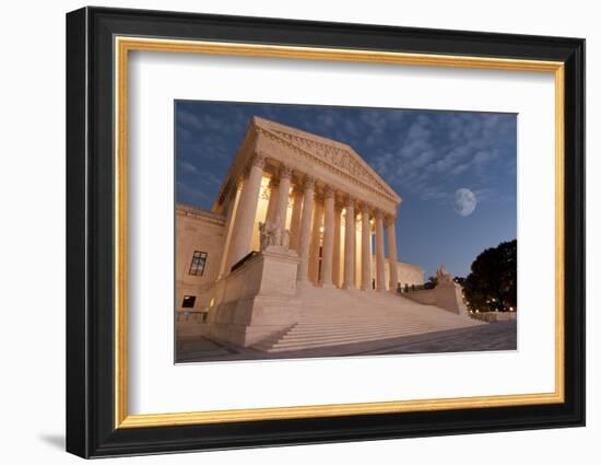 A Night Shot of the Front of the US Supreme Court in Washington, Dc.-Gary Blakeley-Framed Photographic Print